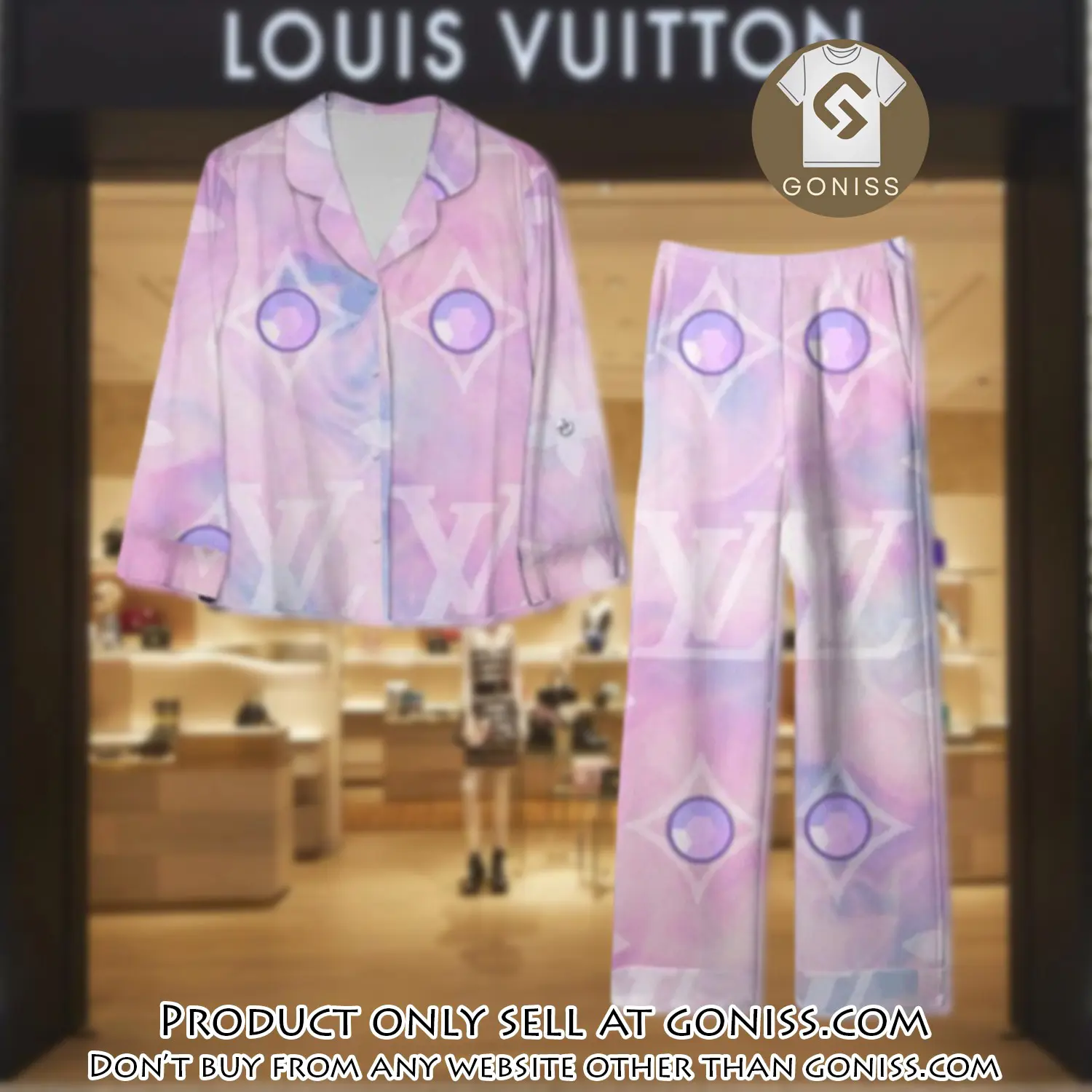 Trending luxury lv satin pajama set pjs1108 gn1211387